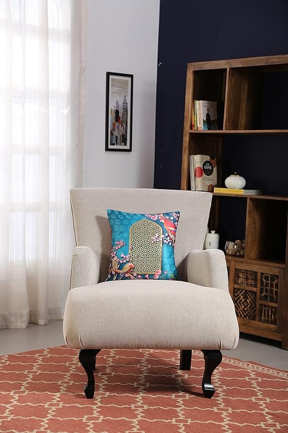 Koko Decorative Cushion Cover 16x16 Inch - Natural Soft Textured Green Solid Color Fabric Square Pillow Cover for Bed, Sofa, and Chair (Pack of 1)