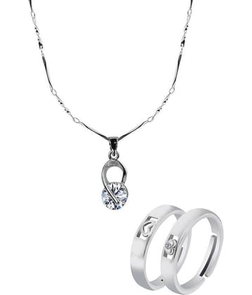 Silver Shine - Silver Couple Ring ( Pack of 3 )