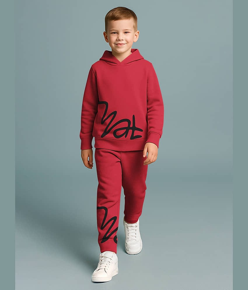 HELLCAT Pack of 1 Boys Cotton Blend Sweatshirt & Trackpant Set ( Maroon )