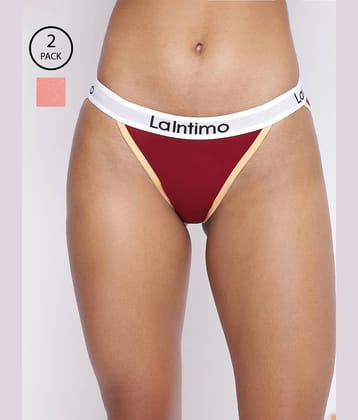 La Intimo Pack of 2 Cotton Lycra Briefs For Women ( Multicolor5 )