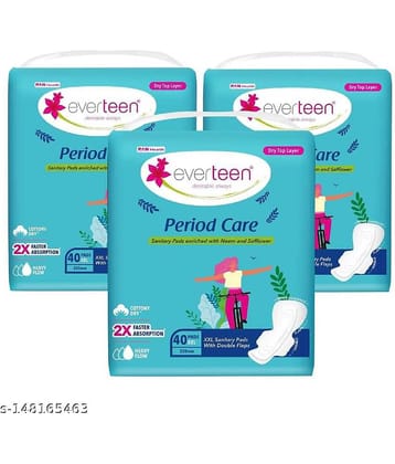 everteen Period Care XXL Dry 40 Sanitary Pads 320mm - 3 Packs (40 Pads Each)