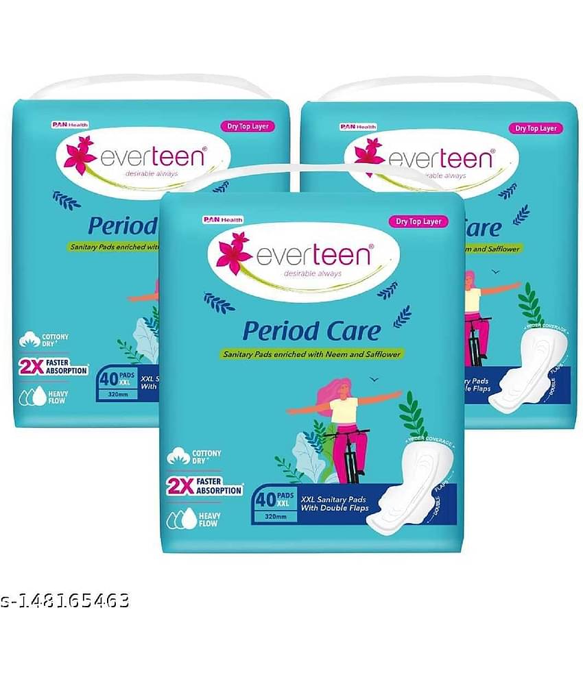 everteen Period Care XXL Dry 40 Sanitary Pads 320mm - 3 Packs (40 Pads Each)