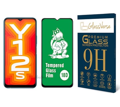 GlassVerse 18D Tempered Glass With Inbuilt Airbag Borders For Vivo Y12S Smartphone(Pack Of 1) With Free Installation Kit Full Screen Protector If Received Damaged-6.51 Inch 18D (Airbag Borders) / 7D Arc Lifted Edges