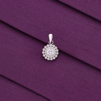 Sterling Silver Charming Floral Pendant-White Stone / Silver