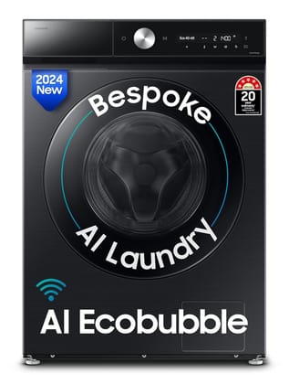 Samsung 12 kg, 5 Star, AI Ecobubble, Super Speed, Wi-Fi, Hygiene Steam with Inbuilt Heater, Digital Inverter, Fully-Automatic Front Load Washing Machine (WW12DB8B54GBTL, Black) Samsung 12 kg, 5 Star, AI Ecobubble, Super Speed, Wi-Fi, Hygiene Steam with Inbuilt Heater, Digital Inverter, Fully-Automatic Front Load Washing Machine (WW12DB8B54GBTL, Black)