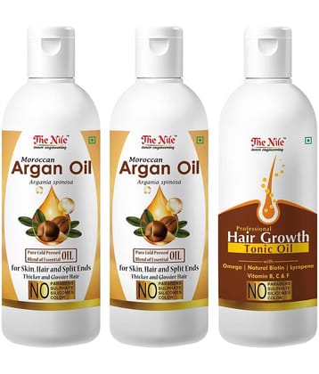 The Nile Moroccan Argan Oil 100 ML X 2 + Hair Tonic 100 Ml 300 mL Pack of 3