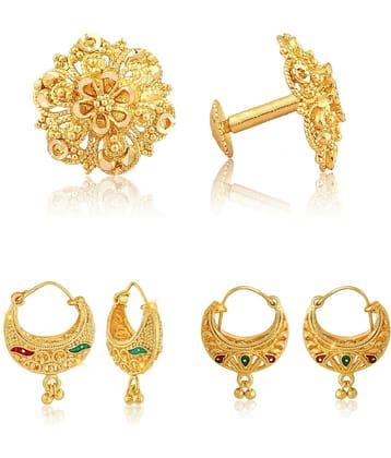 Vighnaharta Twinkling Charming Alloy Gold Plated Stud and ChandBali Earring Combo set For Women and Girls  Pack of- 3 Pair Earrings- VFJ1090-1139-1181ERG