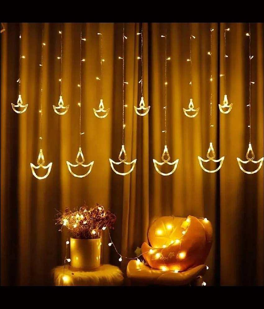 MIRADH Yellow 3Mtr Curtain String Light ( Pack of 1 )