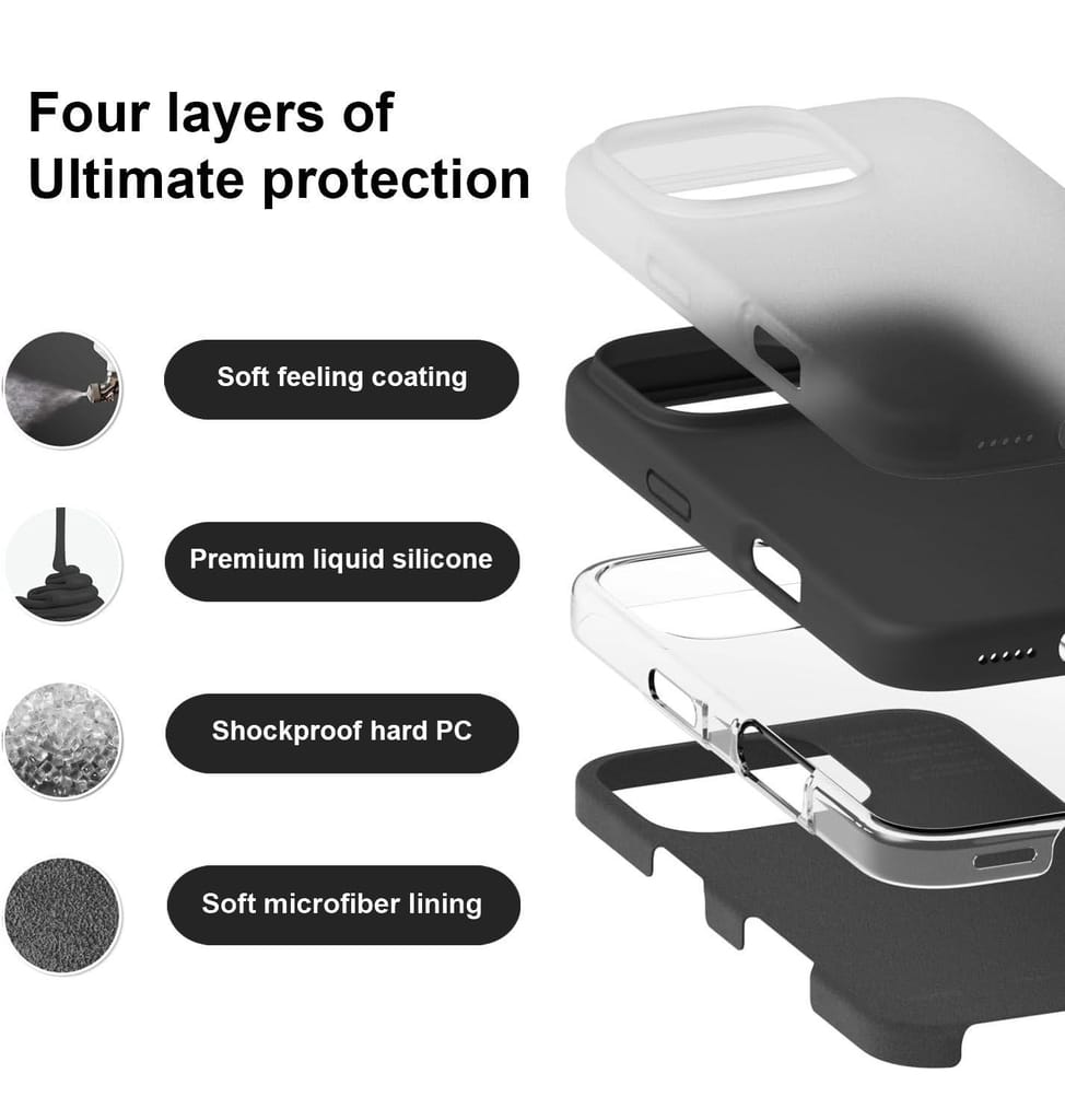 LIRAMARK Liquid Silicone Soft Back Cover Case for Apple iPhone 16 Pro