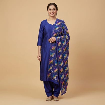 Hand-Embroidered Blue Phulkari Dupatta Hand-Embroidered Blue Phulkari Dupatta