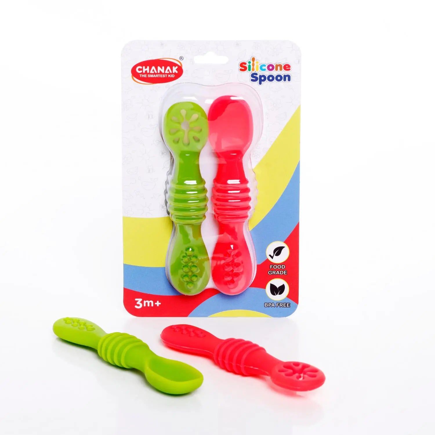 Chanak's Silicone Baby Led Weaning Spoons. Baby Traning Spoon, Gum Friendly,  BPA Free-Pack of 1 ~ 2 Spoon