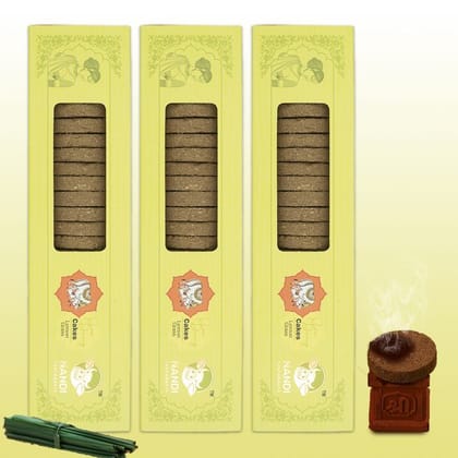 Nandi Air Purifier 100 Percent Desi Cow Dung Cake Kande (63 Pcs) (Lemongrass Fragrance-Pack of 3)