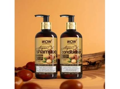 WOW Moroccan Argan Oil Shampoo + Moroccan Argan Oil Conditioner - 600ml (Combo Pack )