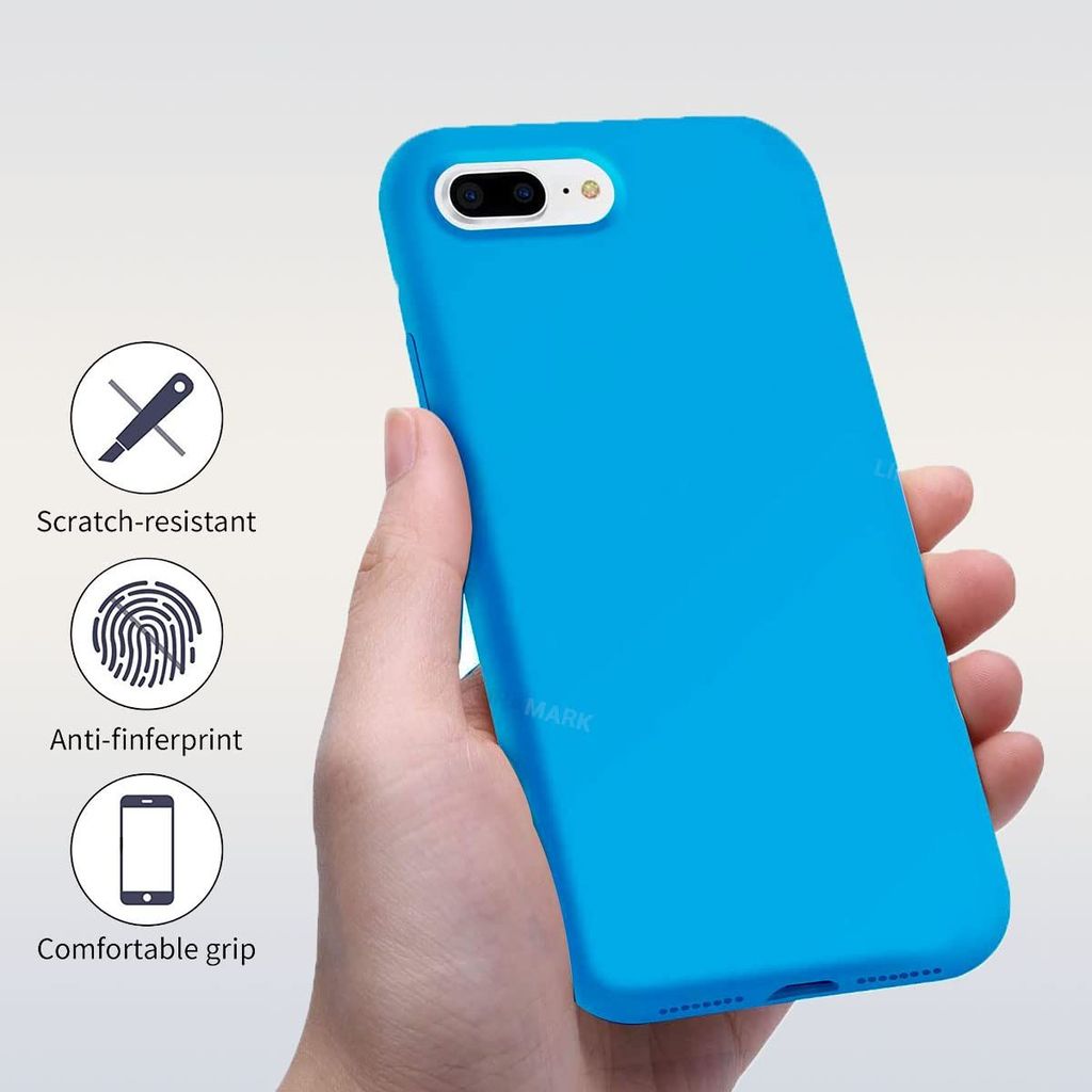 LIRAMARK Liquid Silicone Soft Back Cover Case for Apple iPhone 7 Plus / 8 Plus