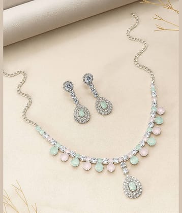 shankhraj mall Green Metal Necklace Set ( Pack of 1 )