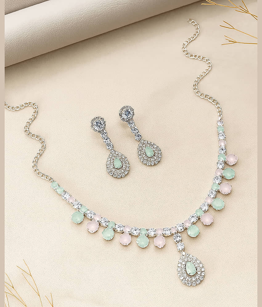shankhraj mall Green Metal Necklace Set ( Pack of 1 )