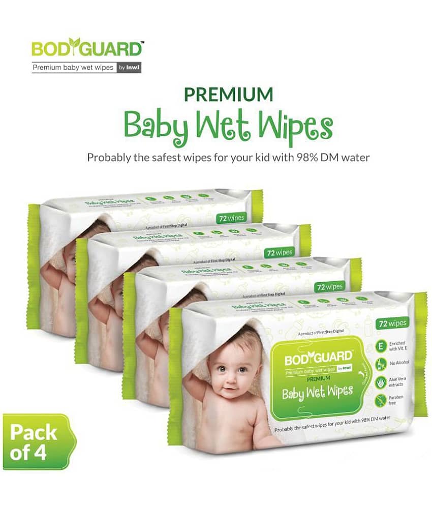 BodyGuard Baby Wet Wipes - (4 Packs, 72 Wipes per Pack)