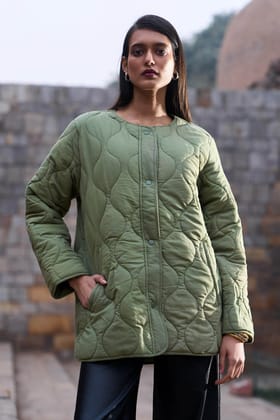 QUILTED JACKET-S / Green