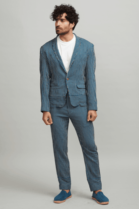 SUMMER STRIPE BLAZER-XS / Blue/White Texture