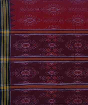 Red maroon handwoven sambalpuri cotton saree