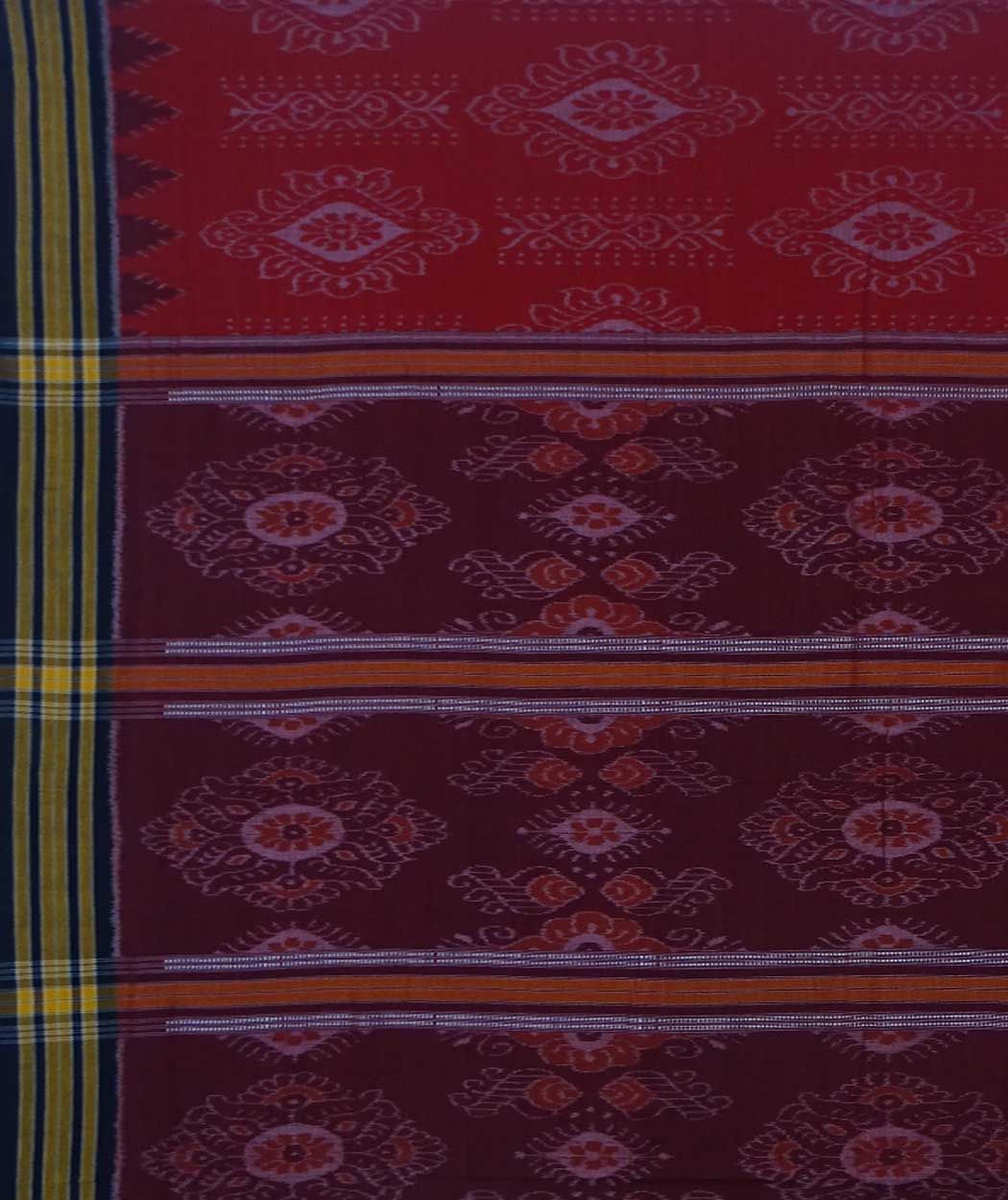 Red maroon handwoven sambalpuri cotton saree