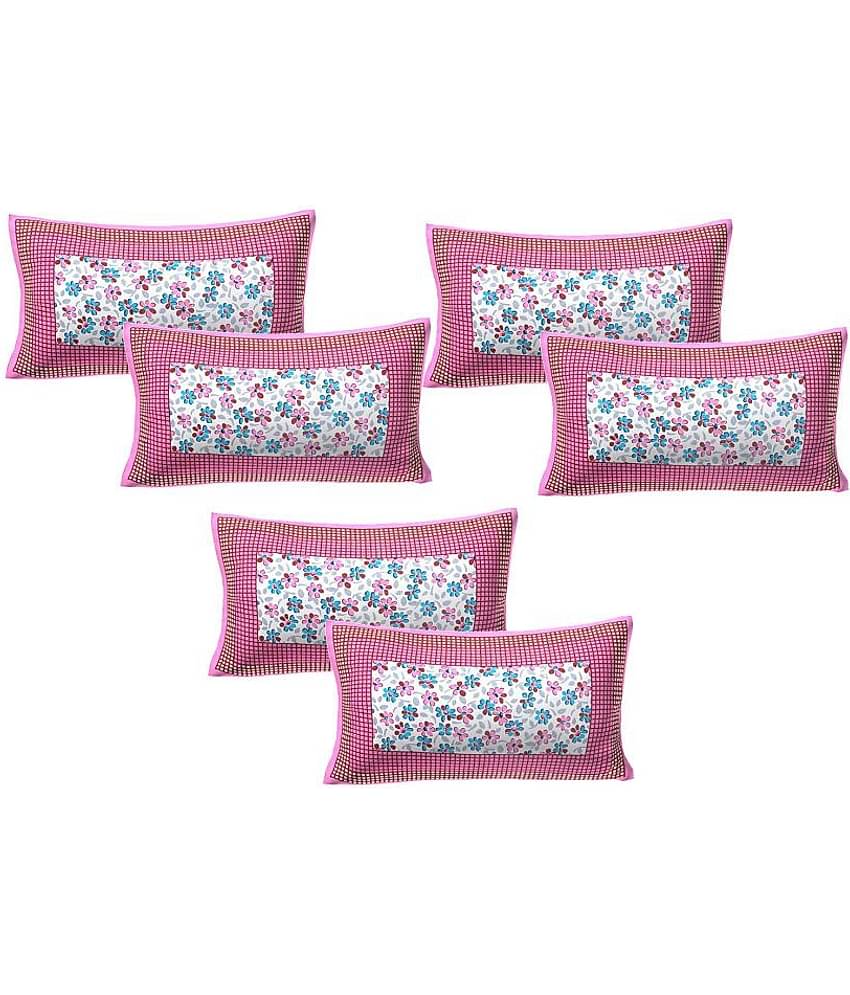 AJ Home Pack of 6 Cotton Pink Pillow Cover (17 X 27 Inch)