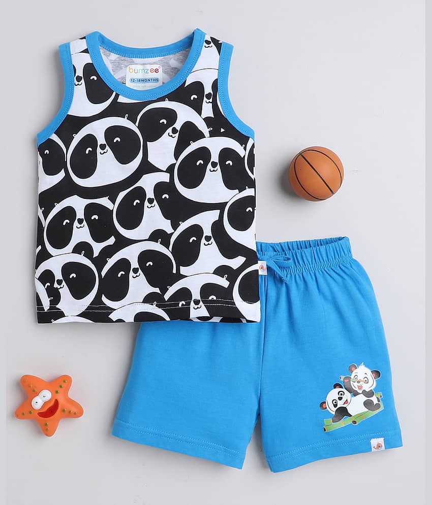 BUMZEE Pack of 1 Baby Boys Cotton T-Shirt & Shorts ( White & Yellow )