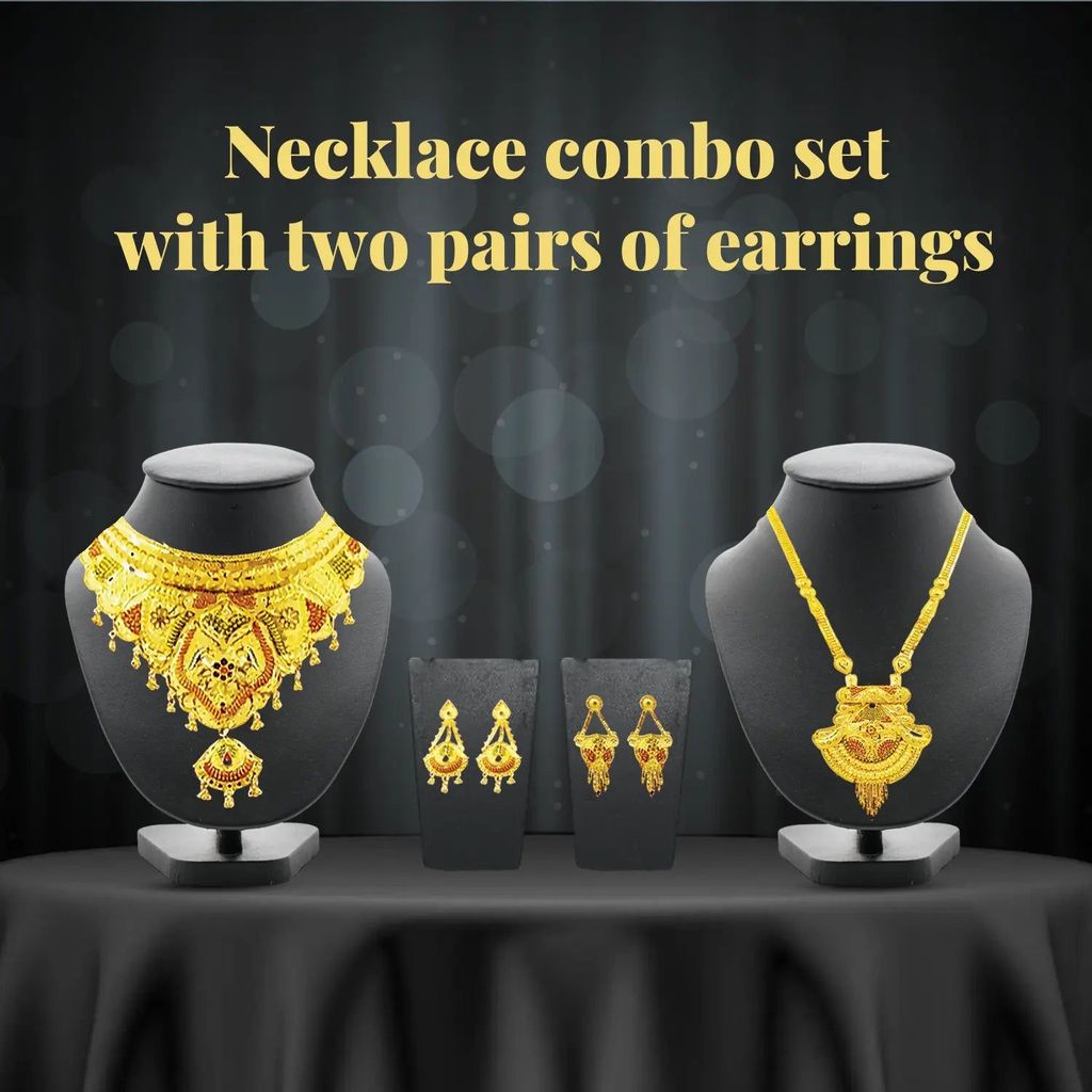 Exquisite 2 Gram Gold Combo Necklace Set – Traditional & Stylish