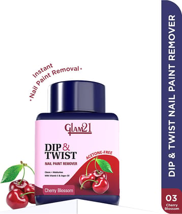 Glam21 Dip & Twist Nail Polish Remover| Enriched With Argon Oil & Vit E-Cherry Blossom 80 Ml
