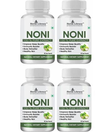 Herbs Library Noni Capsule For Boost Immunity & Blood Sugar, 60 capsules Each (Pack of 4)