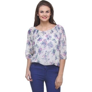 Purys Women White Floral Regular Top