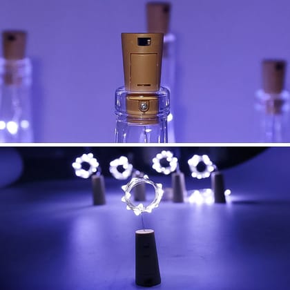 Wine Bottle Cork String Light | Multi LED / 2M Cable Length Copper Wire Battery Operated (White / 1 Pc)