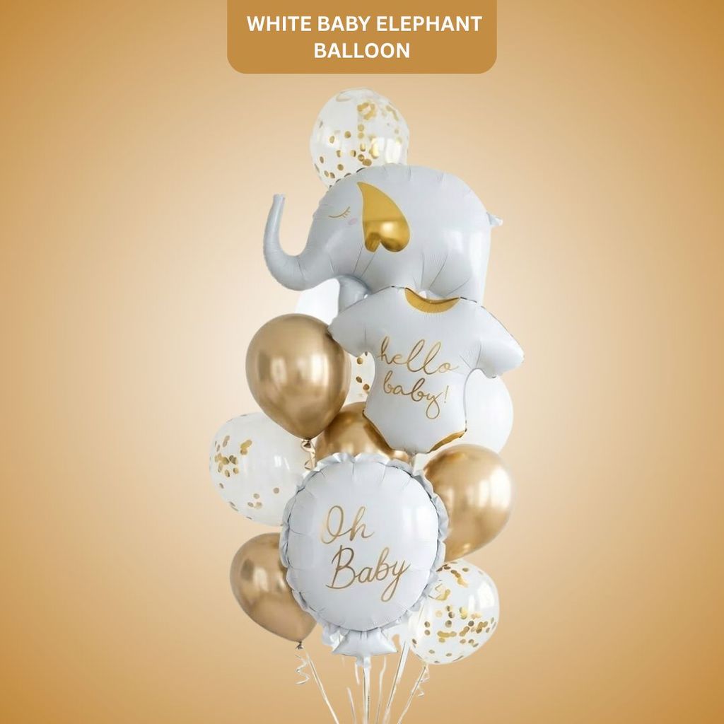 Hello Baby White Elephant Baby Shower Balloon Set - 13PC - Party and Festive Needs | Buy online on ZillyBuy