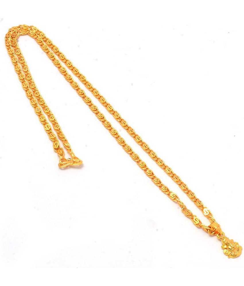 Jewar Mandi Lord Ganesh Ji Gold Plated Locket/Pendant with Link Chain Daily use for Men, Women & Girls, Boys