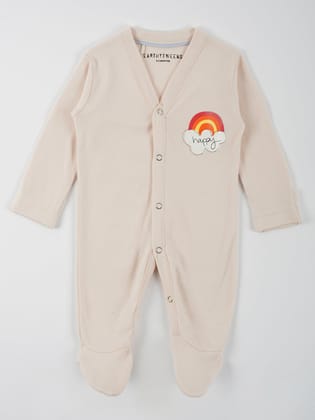Peach Parchment Cotton Jersey Jumspuit With Boots-0-3 months