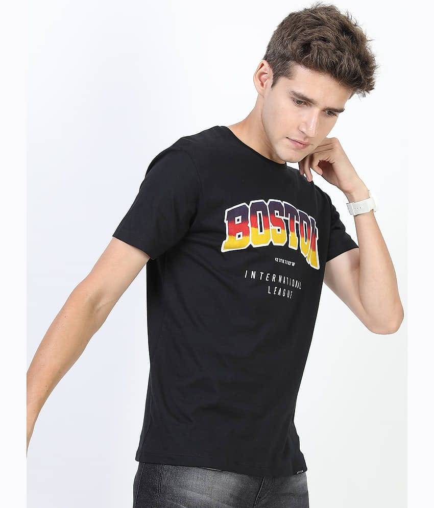 Ketch Pack of 1 100% Cotton Slim Fit Men's T-Shirt ( Black )