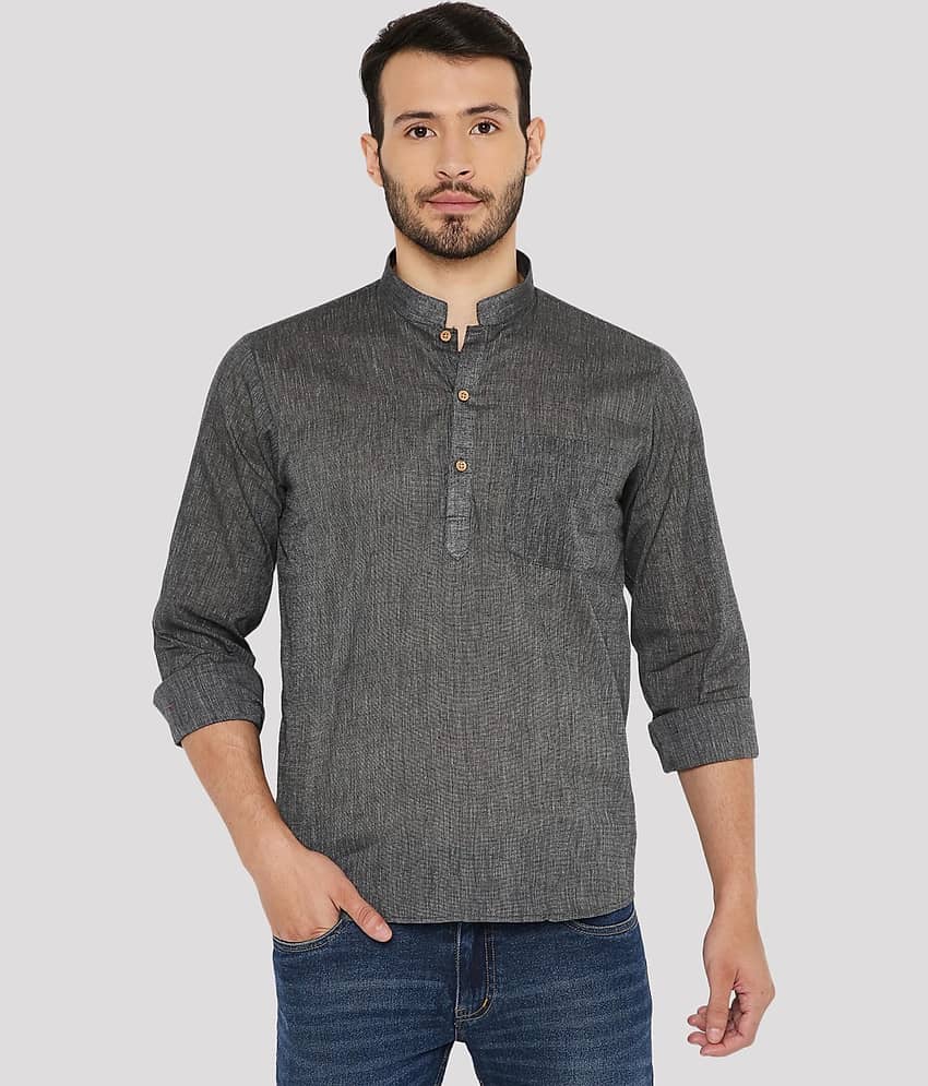 Maharaja - Black Cotton Blend Men's Regular Kurta ( Pack of 1 )