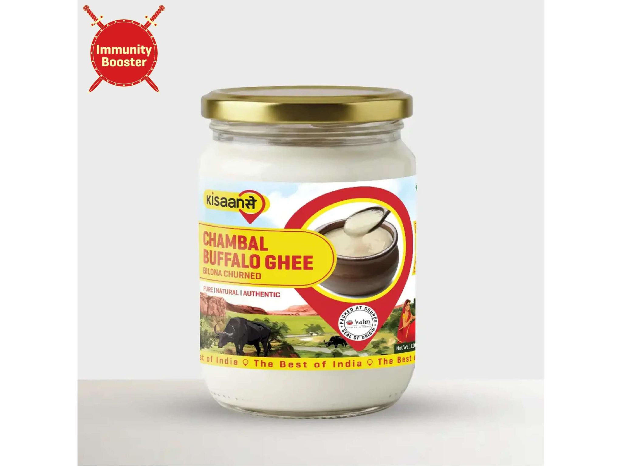 KisaanSay Chambal Desi A2 Buffalo Ghee - 500 Millilitre