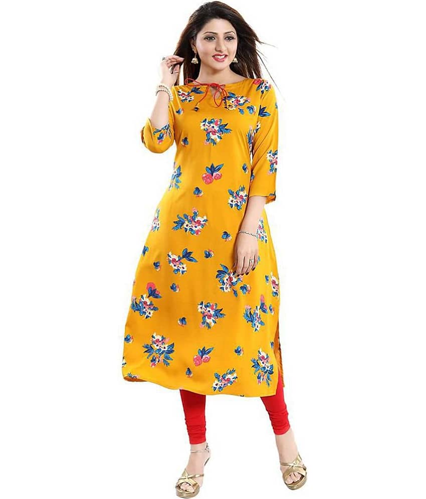 AK FASHION MALL Pack of 1 Crepe Printed Straight Women's Kurti - ( Multicolor )