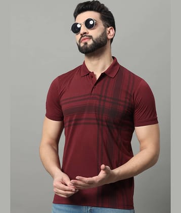 OGEN Pack of 1 Cotton Blend Regular Fit Printed Half Sleeves Men's Polo T Shirt ( Wine )
