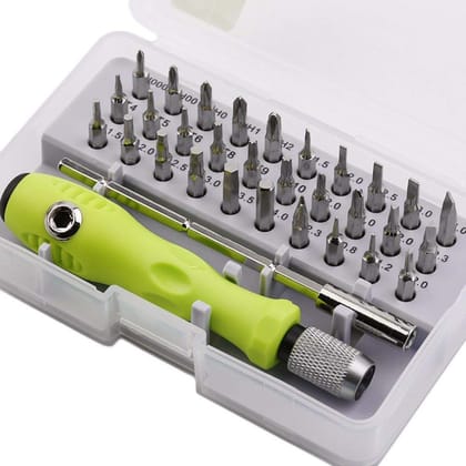 32 in 1 Screwdriver Toolkit  Set - Phillips, Flat, Other Bit Types - 32 Pcs - Chrome Vanadium Steel - Electronic, Home Appliance & Precision Device Repair