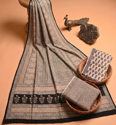 Handcrafted Bagh Print Cotton 3 Piece Suit Set 