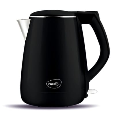 Pigeon Spark 1.2 ltr double walled kettle,Stainless Steel interior-Cool touch outer body with keep warm feature (black, 1500 watts)