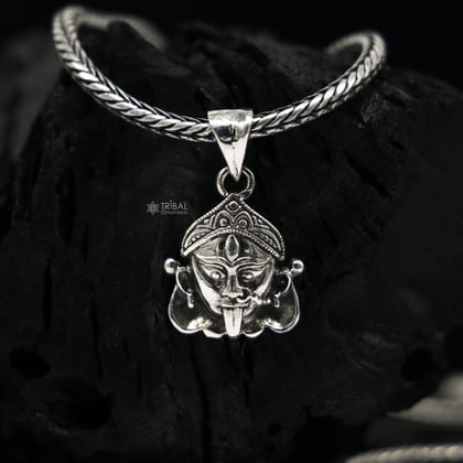 925 Sterling silver goddess MAHAKALI/KALI MATA design divine kali devi maa pendant for protection nsp700-Only Pendant / Silver