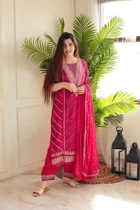Muskaan Red Printed Suit Set-XXL