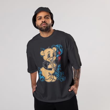 Colorful DOMREBEL Oversized T-Shirts: Black: Sleek Monochrome Edge-S / Cotton / Black