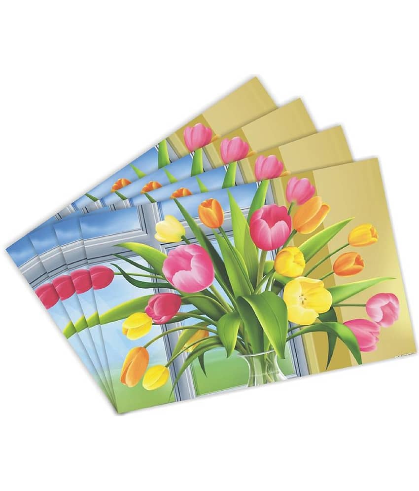 Crosmo PVC Floral Table Mats ( 44 cm x 29 cm ) Pack of 4 - Multi
