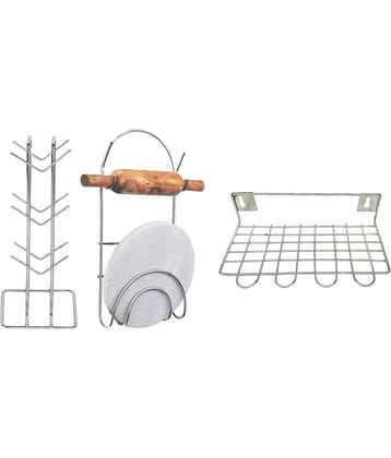 JISUN - Silver Stainless Steel Dish Drainers ( Pack of 3 )