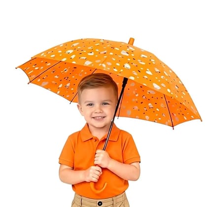 Kids Umbrella with Assorted Prints, Polyester Canopy, Round Shape, Manual Open, Rain Protection, 96 cm