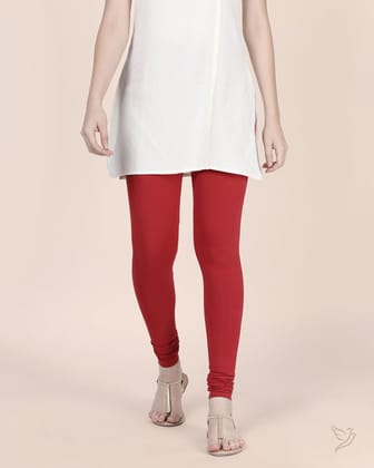 Cotton Churidar Legging - Lava Red-S / Lava Red